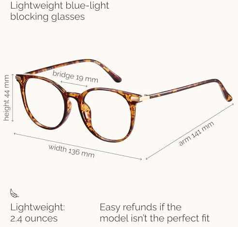 Gaoye Blue Light Blocking Glasses, Retro Round Eyewear Frame Anti Eyestrain Computer Glasses for Women Men (Tea Leopard/Transparent Lens)