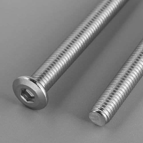 1/4-20 Bolt, 20Pcs 1/4-20 x 3 Flat Head Hex Socket Cap Screws, 304 Stainless Steel 18-8 Furniture Bolts, Full Thread (with Hex Spanner)