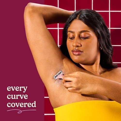 Dollar Shave Club for Women | 1 Maroon Wavy Grip Handle, 4 Razor Refills, 1 Shower Hanger | Razors for Women, Womens Razors for Shaving