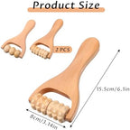 Telooco 2Pcs Wooden Massage Roller, Handheld Wood Massage Tools - Wood Roller for Back Leg Foot Muscle Relief