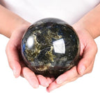 Large Labradorite Crystal Ball with Stand Natural Crystals Sphere Gemstone Ball Meditation Witchcraft Home Decor 100-110mm/3.9-4.3"