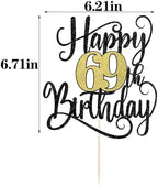 happy 69th birthday cake topper， 69 birthday party cake decorations