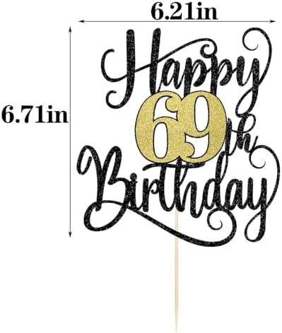 happy 69th birthday cake topper， 69 birthday party cake decorations