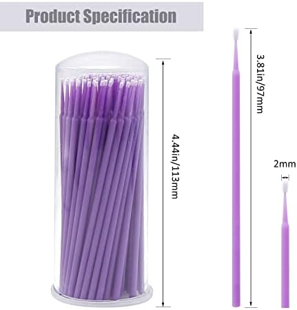 Touch Up Paint Brushes for Automotive Paint Chip Repair Disposable Micro Applicators (S:1.5mm, Purple)-100 Pieces