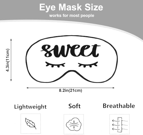 Sweet Dreams Eye Mask Sleeping Mask Cute Eyelashes White Sleep Masks Silky Soft Eye Cover for Women Men Shading Blindfold for Air Travel Sleeping