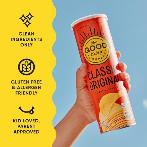 The Good Crisp Company Original Gluten-Free Potato Chips, 5.6 Oz Cans (Pack of 8), Non-GMO, Allergen Friendly, Potato Chip Snack Pack