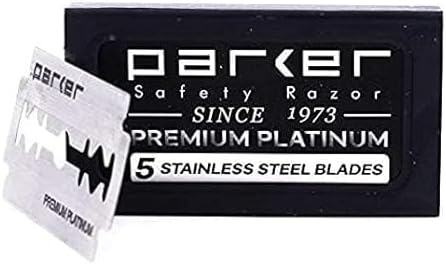 Parker, 45R Heavyweight Double Edge Safety Razor – 3 Piece Design with 4 Inch Handle - Solid Brass Frame for Durability –5 Parker Double Edge Razor Blades included
