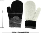 INOGIH Kids Double Layer Warm Knit Mittens Girls Boys Winter Outdoor Gloves for 3-7 Years