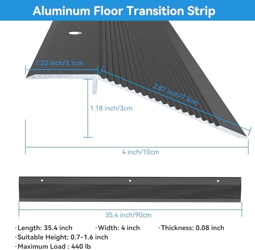 Floor Transition Strip, Aluminum Transition Strips for Doorway Door Threshold Strip Carpet Transition Strip Threshold Ramps for Doorways with 3M Adhesive Backing and Screws