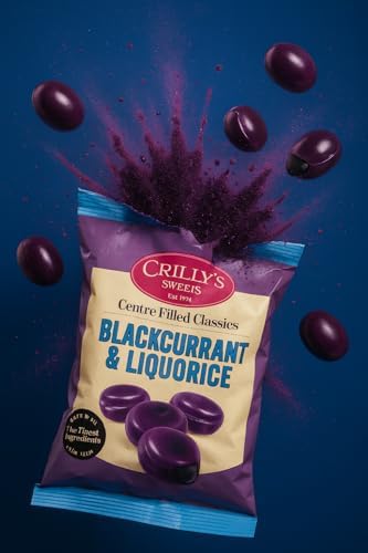 Crilly's Blackcurrant & Liquorice British Sweets/Candy Old Fashioned Handmade Licorice from England | Traditional Candy Gift 3 pack bundle (Blackcurrant & Liquorice)