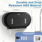Twin Jumbo Roll Toilet Paper Dispenser, Commercial 9” Double Toilet Paper Holder Wall Mount, Industrial Tissue Dispenser with Key Lock, Tissue Holder with Dual Dispenser for Bathroom
