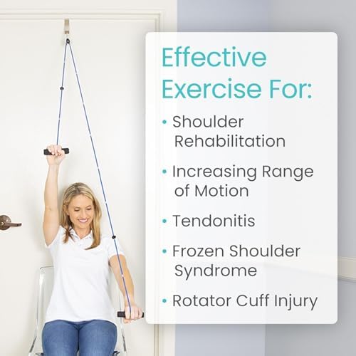 Vive Shoulder Pulley for Physical Therapy - Rotator Cuff Pain Pulley System - Over Door Rehab Exerciser - with Durable Metal Pulley & Comfortable Padded Handles