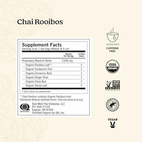 Yogi Tea Chai Rooibos Tea - 16 Tea Bags per Pack (6 Packs) - Spiced Organic Rooibos Tea - Provides Antioxidants - Caffeine-Free - Includes Cardamom, Cinnamon, Ginger & Clove