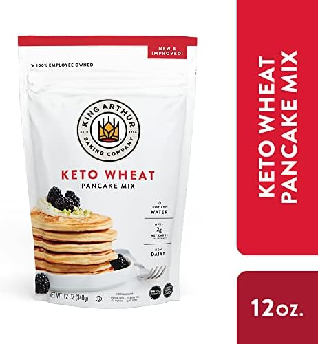 King Arthur Keto Wheat Pancake Mix: Low Carb, High Protein Breakfast Solution - Just Add Water for Fluffy Pancakes or Waffles - Non-GMO, Kosher Certified, 12 oz Pouch
