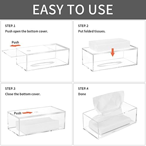 Acrylic Tissue Box Cover, Clear Tissue Box Holder, PITBVO Facial Napkin Dispenser Holder Case Dryer Sheet Holder for Car, Bathroom, Kitchen, Office, Living Room, Home, Laundry, Counter Hotel Use