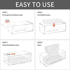 Acrylic Tissue Box Cover, Clear Tissue Box Holder, PITBVO Facial Napkin Dispenser Holder Case Dryer Sheet Holder for Car, Bathroom, Kitchen, Office, Living Room, Home, Laundry, Counter Hotel Use