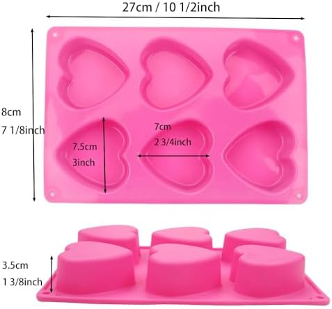 6 Holes Heart Shaped Silicone Mold For Chocolate Cake Jelly Pudding Handmade Soap Mould Candy Making Set of 2