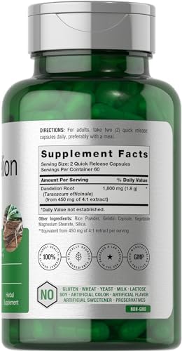 Horbäach Dandelion Root Supplement | 120 Capsules | Non-GMO, Gluten Free