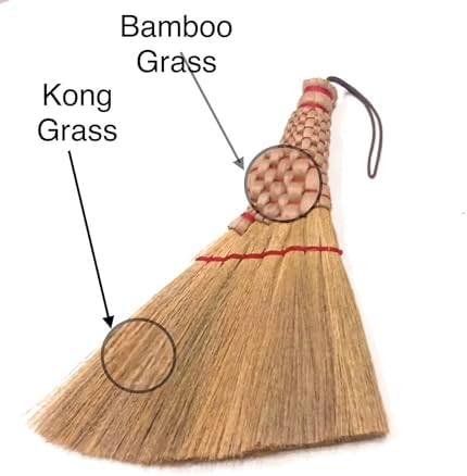 Handcrafted Small Turkey Wing Whisk Broom - Kong Grass & Bamboo Handle - Whisks Away Dust & Debris - Flagged Bristle with Hanging Loop - Perfect for Car, Laptop, Indoor & Outdoor - 9 Inch