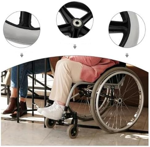 WORDFUN Solid Tires Front Wheel, Lightweight Casters, Front Castor Wheels, 2 Pcs, Replacement Wheels for Wheelchair Rollator, Wear-Resistant Wheel, Ball Bearings