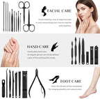 MINKINH Manicure Set Professional Nail Clipper Kit-26 Pieces Stainless Steel Manicure Kit,Nail Care Tools with Luxurious Travel Case Nail Grooming Kit Present for Men Husband Boyfriend Parent (Black)
