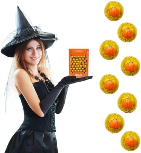 Fruidles Halloween Chocolate Pumpkin Tricky Treat Master Bag, Trick-Or-Treat Party Bag Fillers, individually Wrapped in Multi-Color Design Foils, Kosher Certified (Half-Pound)