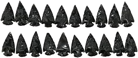 Amazing Gemstone 20 Pieces Black Obsidian Arrowhead, Crystal and Healing Stone Flint Rock Arrow Head - 1 to 1.5 Arrowheads for DIY Project Craft Point Jewelry Making