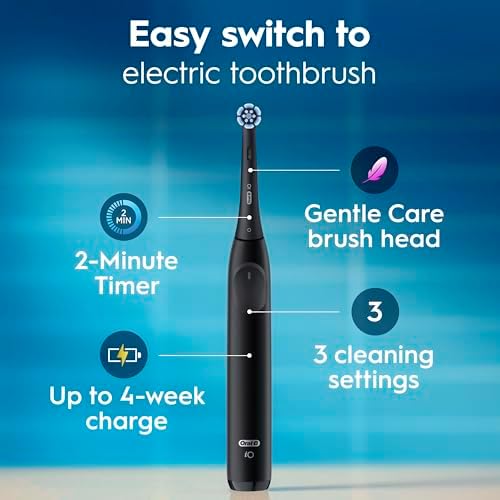 Oral-B Rechargeable Electric Toothbrush, iO Limited Simple Clean, 3 Cleaning Modes, Automatic Pressure Sensor to Protect Gums, Travel Case, White