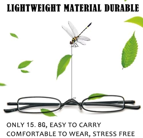 MMOWW Small Reading Glasses Men Women 3 Pairs Slim Pocket Readers with Pen Clip Metal Case Spring Hinge (Black+Brown+Gun Colors,+2.25)