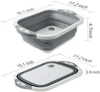 Collapsible Washing Bowl, Multi Function Bowl Drying Rack, Portable Cutting Board, Retractable Drain Washing Basket Basin Vegetable Fruit Tray for for Camping, Picnic, Kitchen