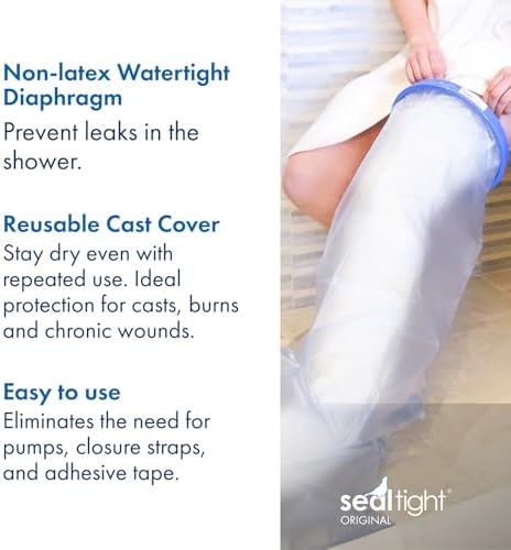 Brownmed - Seal-Tight Original Cast & Bandage Protector - Waterproof Adult Leg Cast Cover for Shower & Swimming - Foot Cover & Shower Bag for Leg Cast - Adult Long Leg