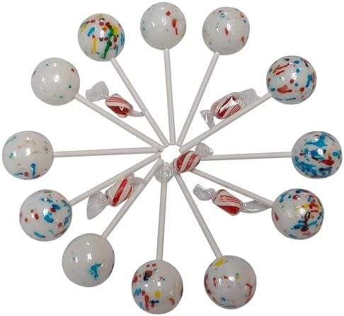 BIG 1.75 INCH Psychedelic Jawbreakers Candy on Sticks 12 Count- Jawbreaker Lollipops-Hard As A Rock