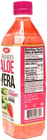OKF Farmer's Aloe Vera Drink, Strawberry, 16.9 Fluid Ounce (Pack of 12)