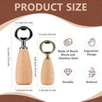 Apsire Beech Wood Bottle Opener, Stainless Steel Beverage Opener with Wooden Handle for DIY Project Engraving Wedding - Small
