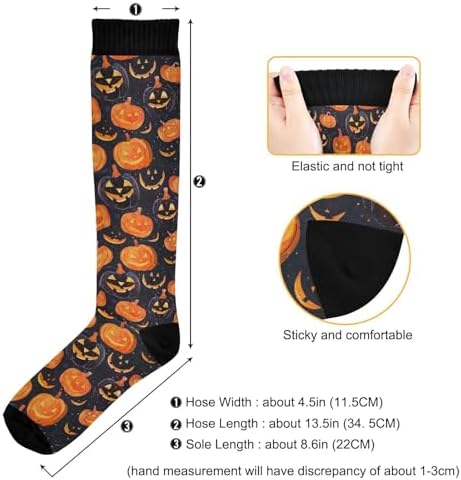 ALAZA Halloween Colored Pumpkin Compression Socks for Women Men Circulation Long Socks Running Athletic Cycling