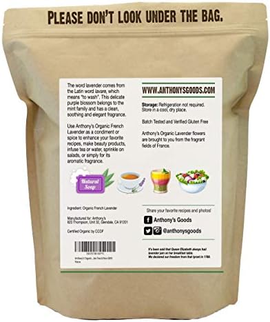 Anthony's Organic French Lavender Petals, 5 oz, Extra Grade, Dried, Gluten Free & Non GMO