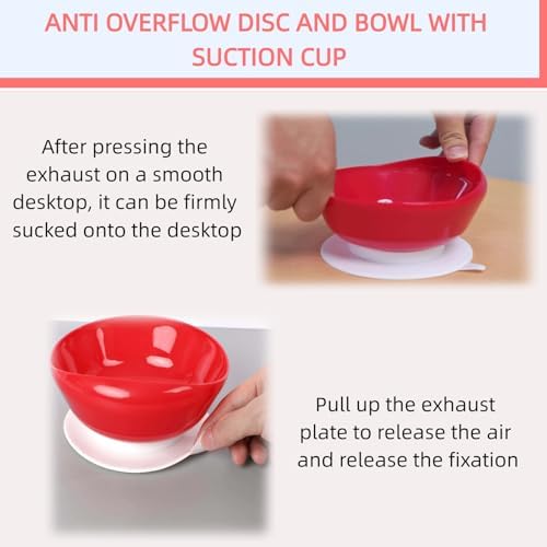 Spill Proof Scoop Plate and Bowl with Non-Skid Suction Base, Adaptive Dinnerware, Suitable for the Elderly, Patients with Parkinson's Disease, Hand Injuries, etc.White(1 Plate+1 Bowl)