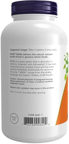 NOW Supplements, Alfalfa 650 mg source of Vitamin K, Green Superfoods, 500 Tablets
