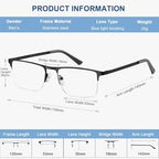 EYECEDAR 5 Pack Quality Reading Glasses Men Metal Half Frame Spring Hinges Blue Light Blocking Computer Eyeglasses Readers for Men 1.25