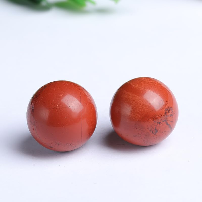 5-6CM/1.97-2.36inch Magical Natural Red Jasper Stone Ball Quartz Crystal Mineral Reiki Treatment Home Office Degaussing Decoration Collection Gem(Red Jasper, 50-60mm)