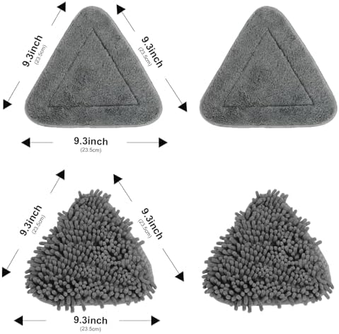 Triangle Mop Pads Replacement – 4 Pack (2 Microfiber & 2 Chenille) – Compatible with Most Triangle Mops – Reusable & Washable Mop Refills