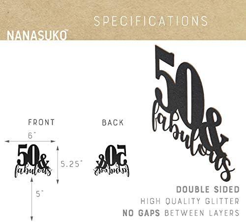 50th Birthday - 50 & fabulous - Double Sided Black Glitter - Premium quality Made in USA