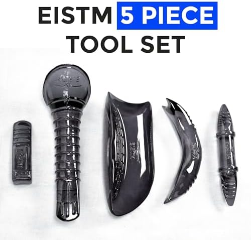 PRO 5-Piece IASTM Tool Set – Muscle Scraping & Massage Tools for Gua Sha, ASTYM, Graston, Myofascial Release – Physical Therapy Kit w/Black Carry Case (Midnight Rain)