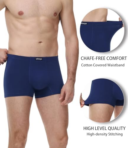 wirarpa Men's Cotton Trunks Underwear Short Leg Covered Band Boxer Briefs 4 Pack