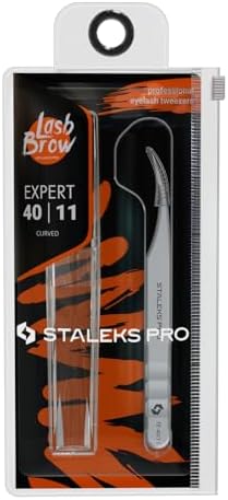 Staleks Pro Professional Eyelash Tweezers Expert 40 Type 11 – Curved – Lash Separation – Stainless Steel – Anti-Fatigue Design
