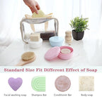 Plastic Soap Container, Soap Bar Holder Travel Case Portable Round Soap Dishes with Lid Leak-Proof Soap Box for Shampoo Bar (Pink & Green)