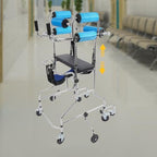 Adult Walker for Seniors - Hemiplegia Rehabilitation Standing Frame, Lower Limb Training Aid with Seat and Wheels for People 58-71 in, withstands 220 lbs, Upright Walkers for Disabled