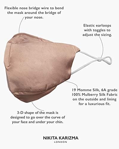 KARIZMA 90210 Silk Face Mask (Taupe) - Luxury Fashion 19 Momme Mulberry Silk Mask for Women - Washable, Reusable Designer Facemask With 6A Grade Fabric