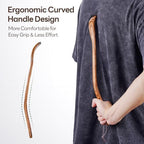 Tomorotec Long Reach 17.5" Wooden Back Scratcher with Curved Bent Handle, Lightweight & Durable Hand-Carved Camphor Wood, Easy Grip for Hard-to-Reach Itches, Natural Wood Body Scratch Tool