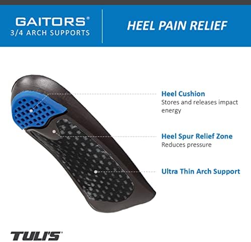 Tuli's Gaitors, 3/4 Length Premium Arch Support Insoles for Plantar Fasciitis and Fallen Arches, 1 Pair, Small